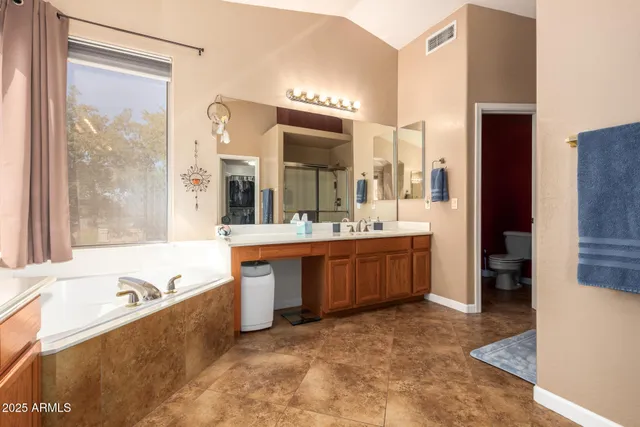 a view of a town with mountains in the background