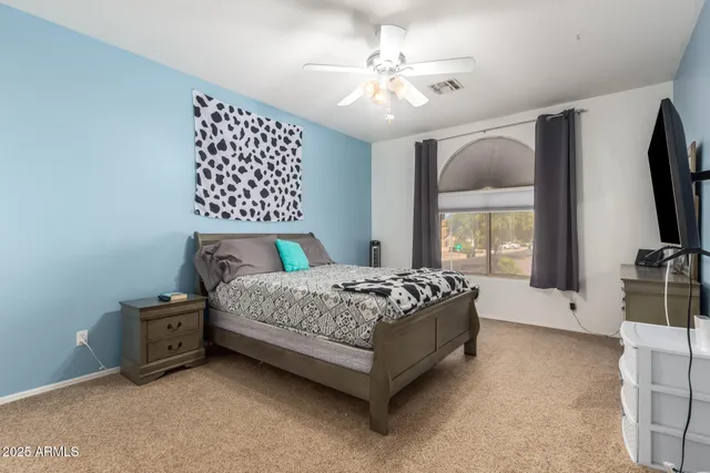 a view of a grassy field with trees