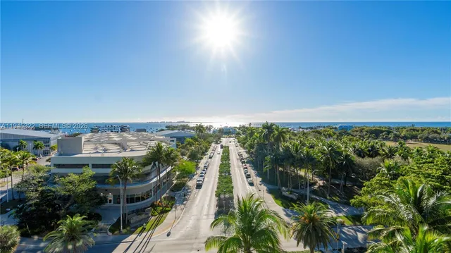 a view of a city and trees in the background