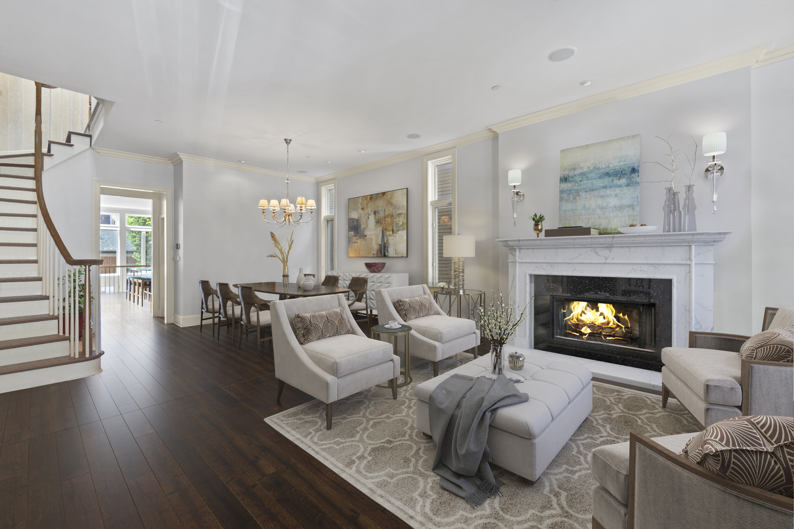 1423 West Lexington Street Chicago, IL 60607 - Photo 3 of 36 a living room with furniture and a fireplace