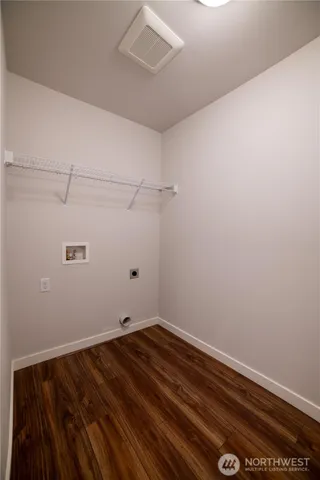 a view of small space with racks on the wall