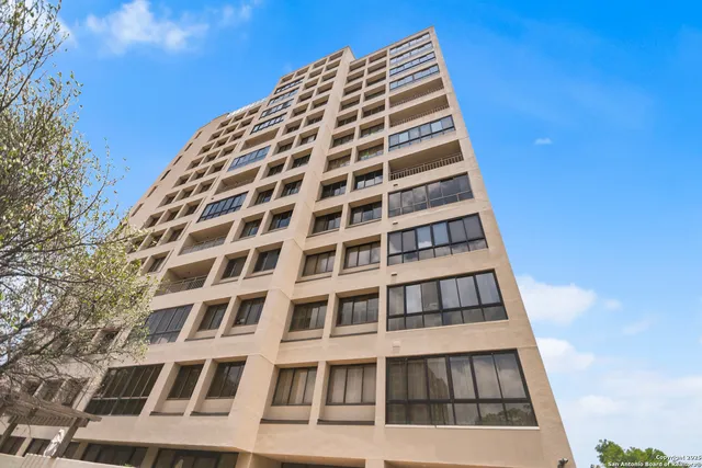 a front view of a tall building