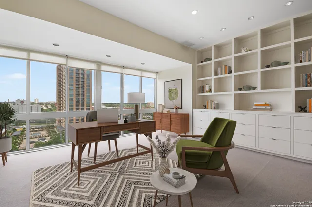 a living room with furniture