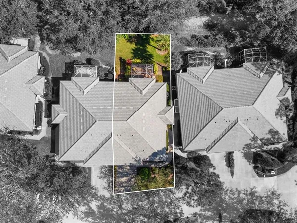 an aerial view of a house
