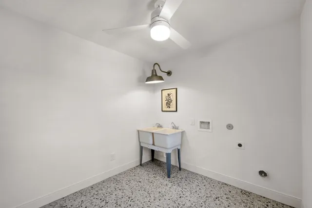 a room with a desk and chair