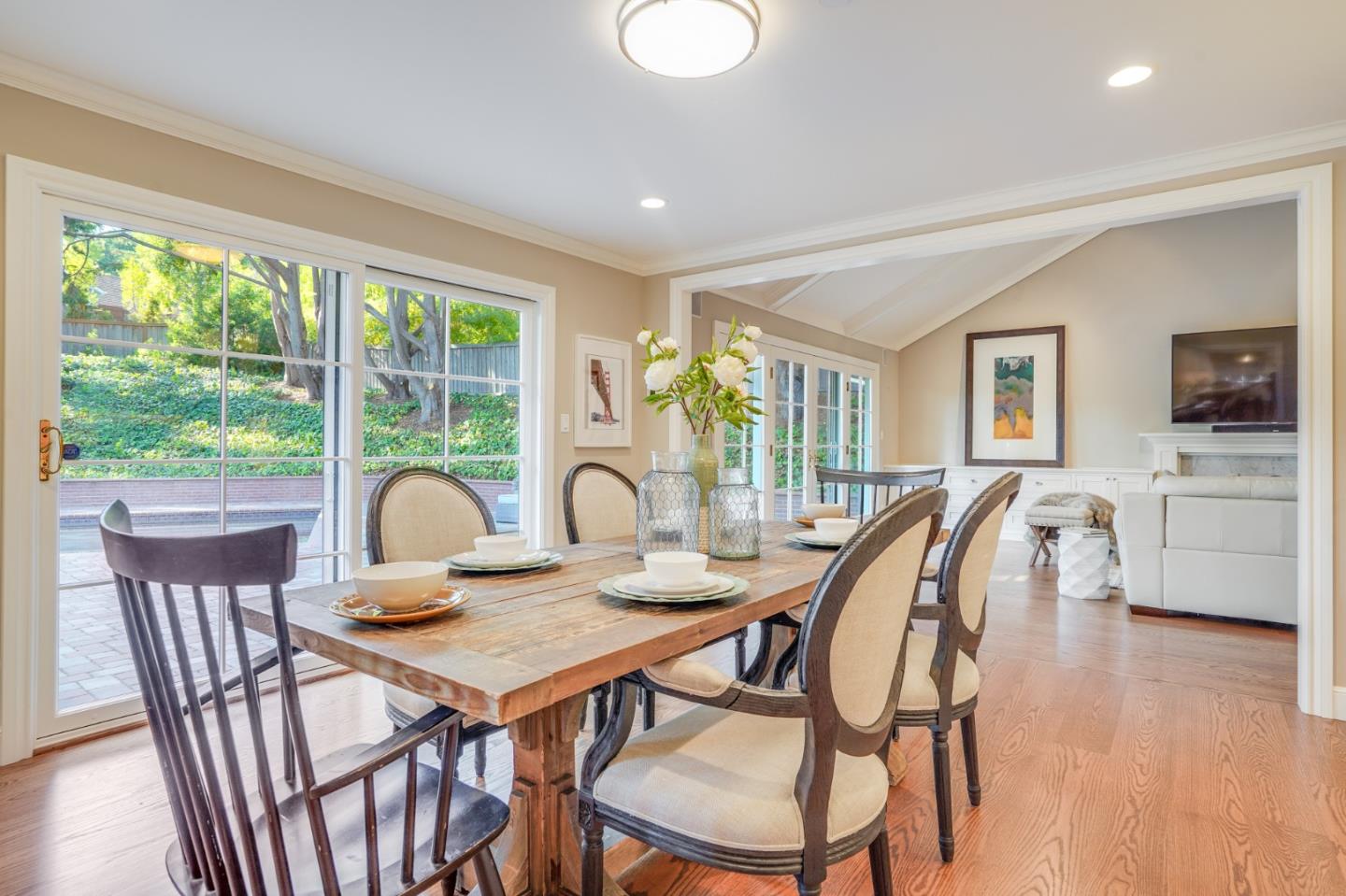 15 Joyce Road Hillsborough, CA 94010 - Photo 21 of 70 a view of a dining room with furniture window and wooden floor