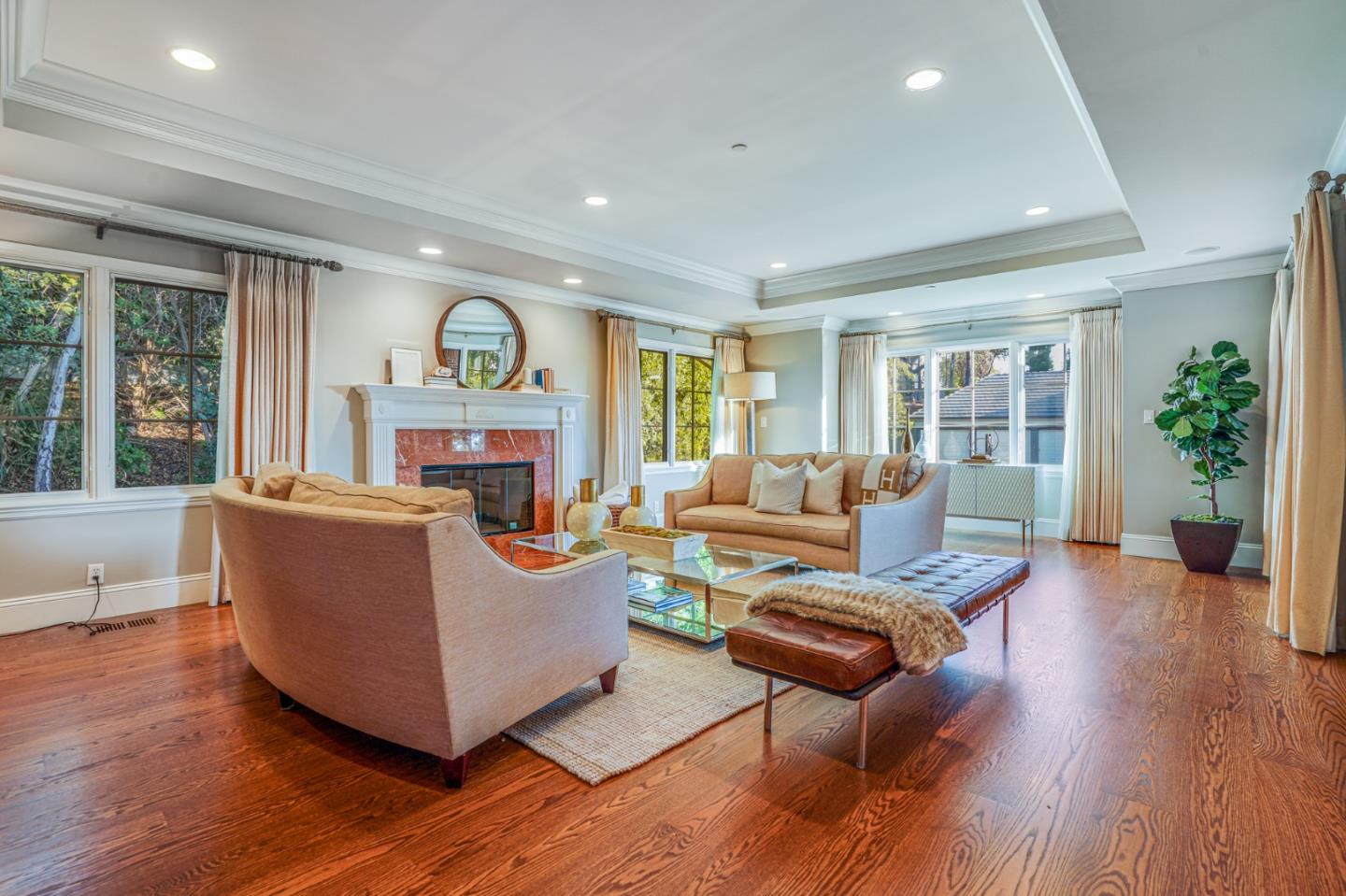 15 Joyce Road Hillsborough, CA 94010 - Photo 6 of 70 a living room with fireplace furniture and a large window