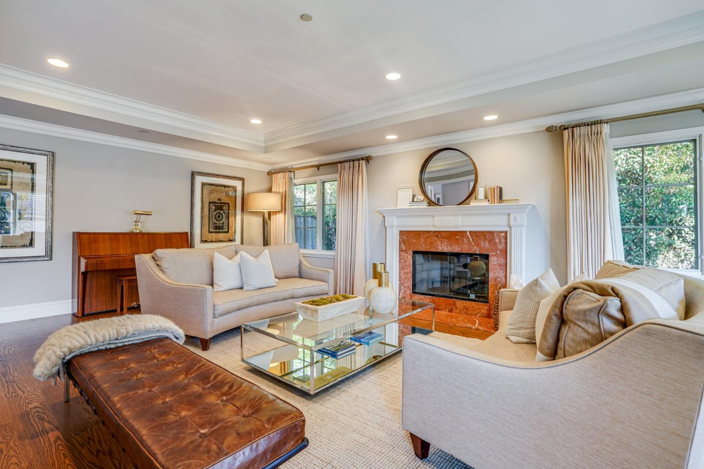15 Joyce Road Hillsborough, CA 94010 - Photo 8 of 70 a living room with furniture and a fireplace