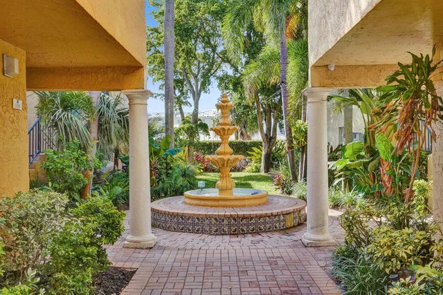 a view of a house with fountain bath tub
