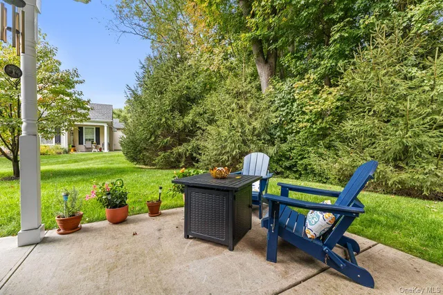 a view of a chairs and table in a yard