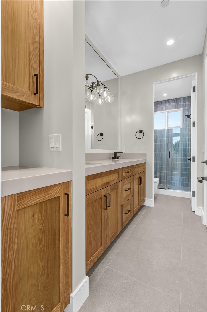 2016 Farrell Avenue, Unit B Redondo Beach, CA 90278 - Photo 38 of 51 a spacious bathroom with double vanity and a mirror