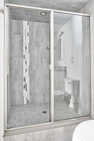 a bathroom with a shower