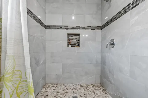 a bathroom with a shower