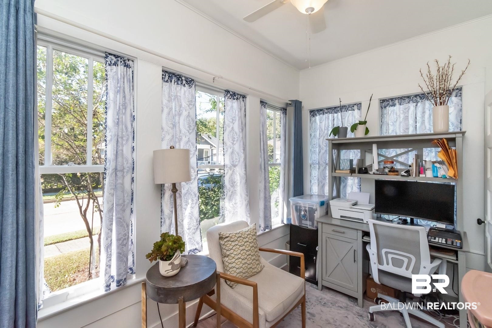 116 Item Avenue Mobile, AL 36607 - Photo 13 of 33 Office space with ornamental molding, ceiling fan, and a wealth of natural light