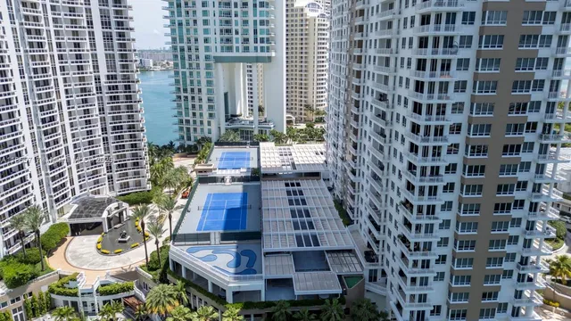 a view of a city with tall buildings