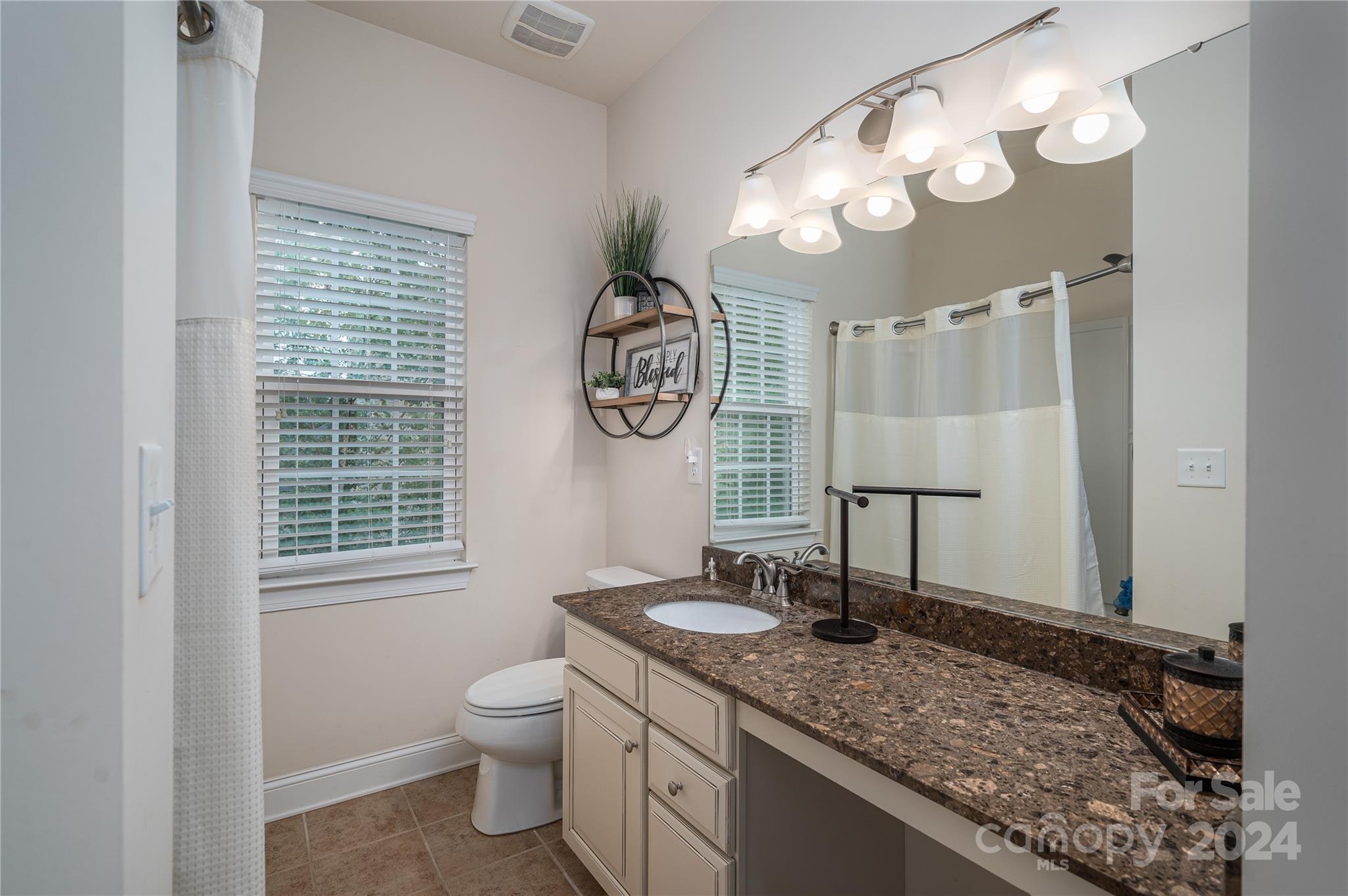 4050 Halyard Drive Denver, NC 28037 - Photo 25 of 48 a bathroom with a granite countertop sink a toilet and a mirror