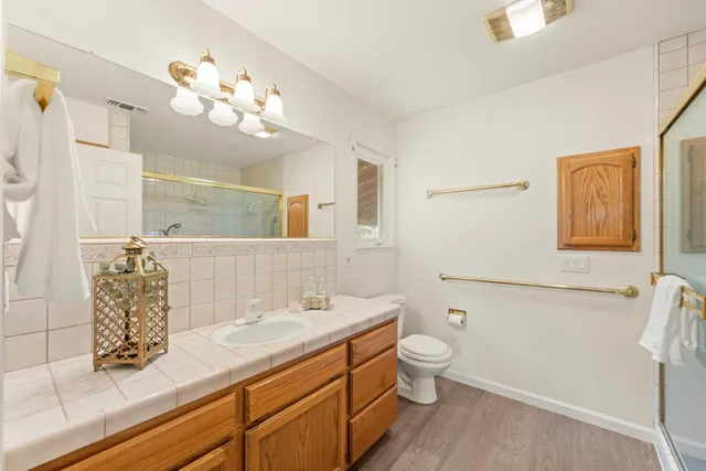 a view of a patio with a yard