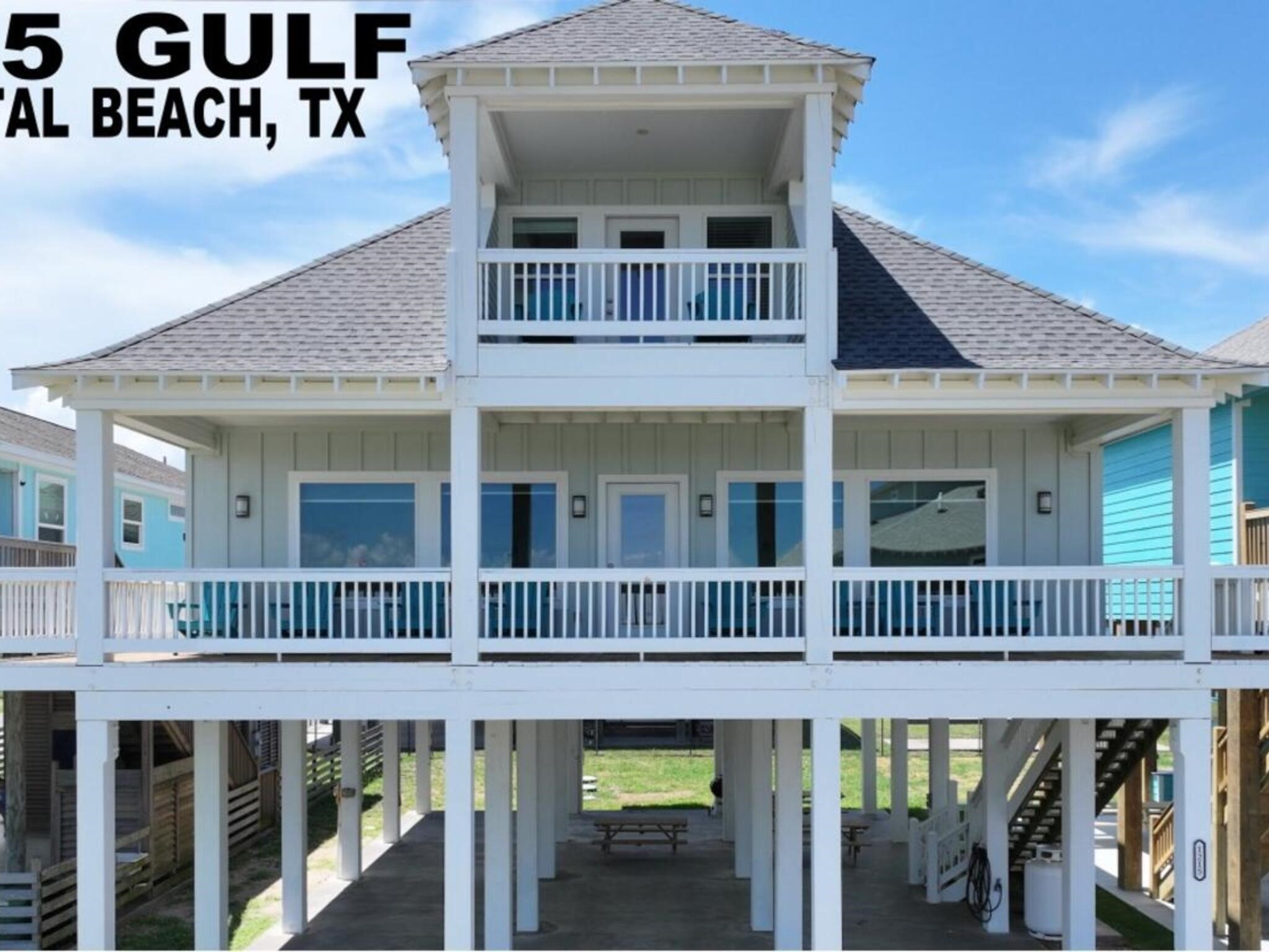 1215 Gulf Road Crystal Beach, TX 77650 - Photo 29 of 34 a view of a house with a deck