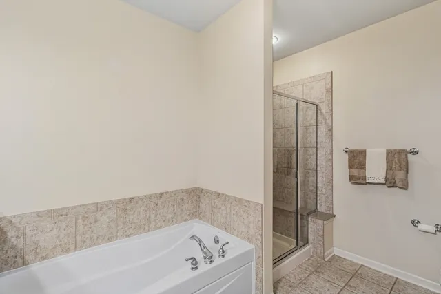 a bathroom with a bathtub