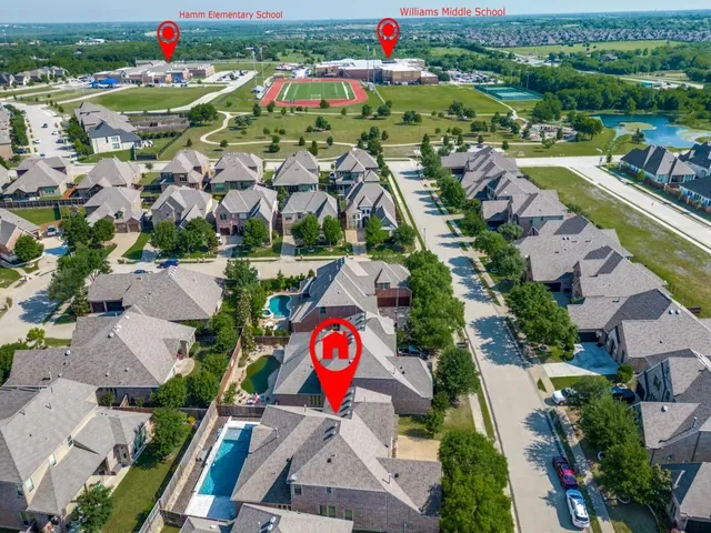 an aerial view of tennis court