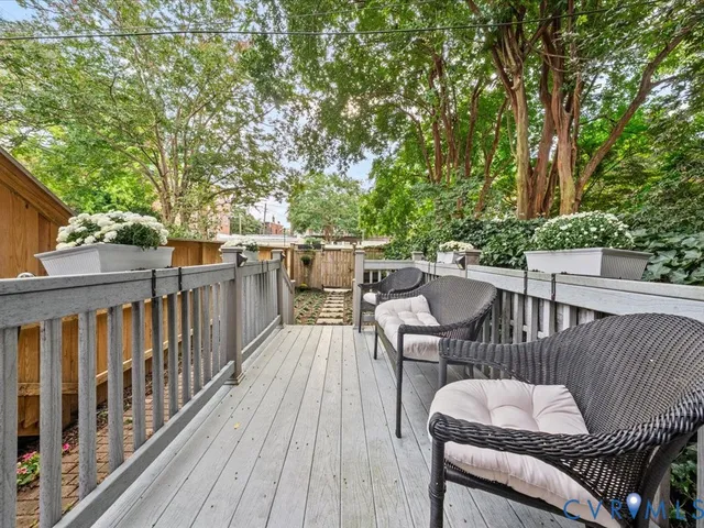 a view of a patio on the roof deck