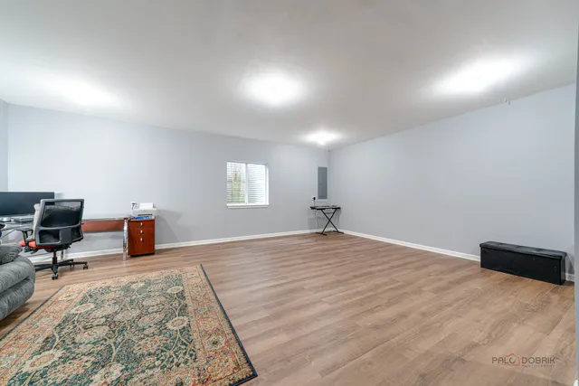 a view of a room with a window