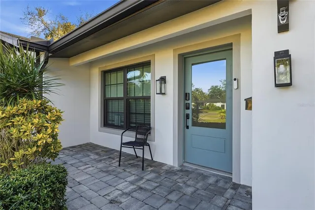 a view of a entryway door front of house