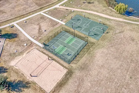 an aerial view of a house