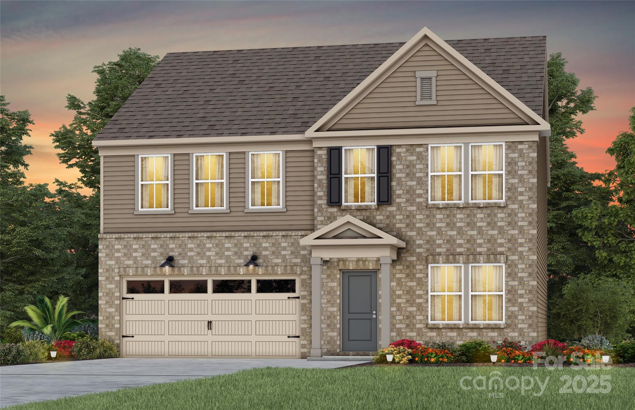 a front view of a house with a yard