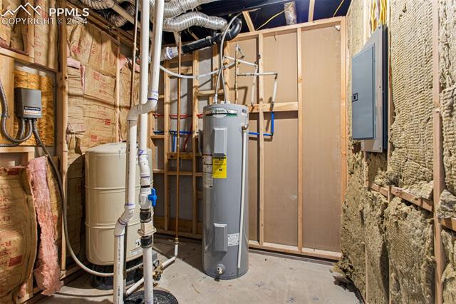 19290 Loop Road Colorado Springs, CO 80928 - Photo 24 of 39 Utility room featuring electric water heater