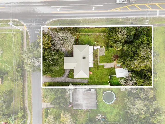 a view of swimming pool from a window