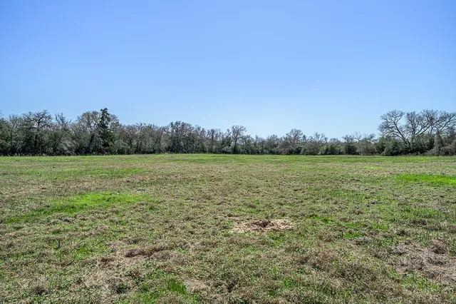 a view of a field with an ocean view