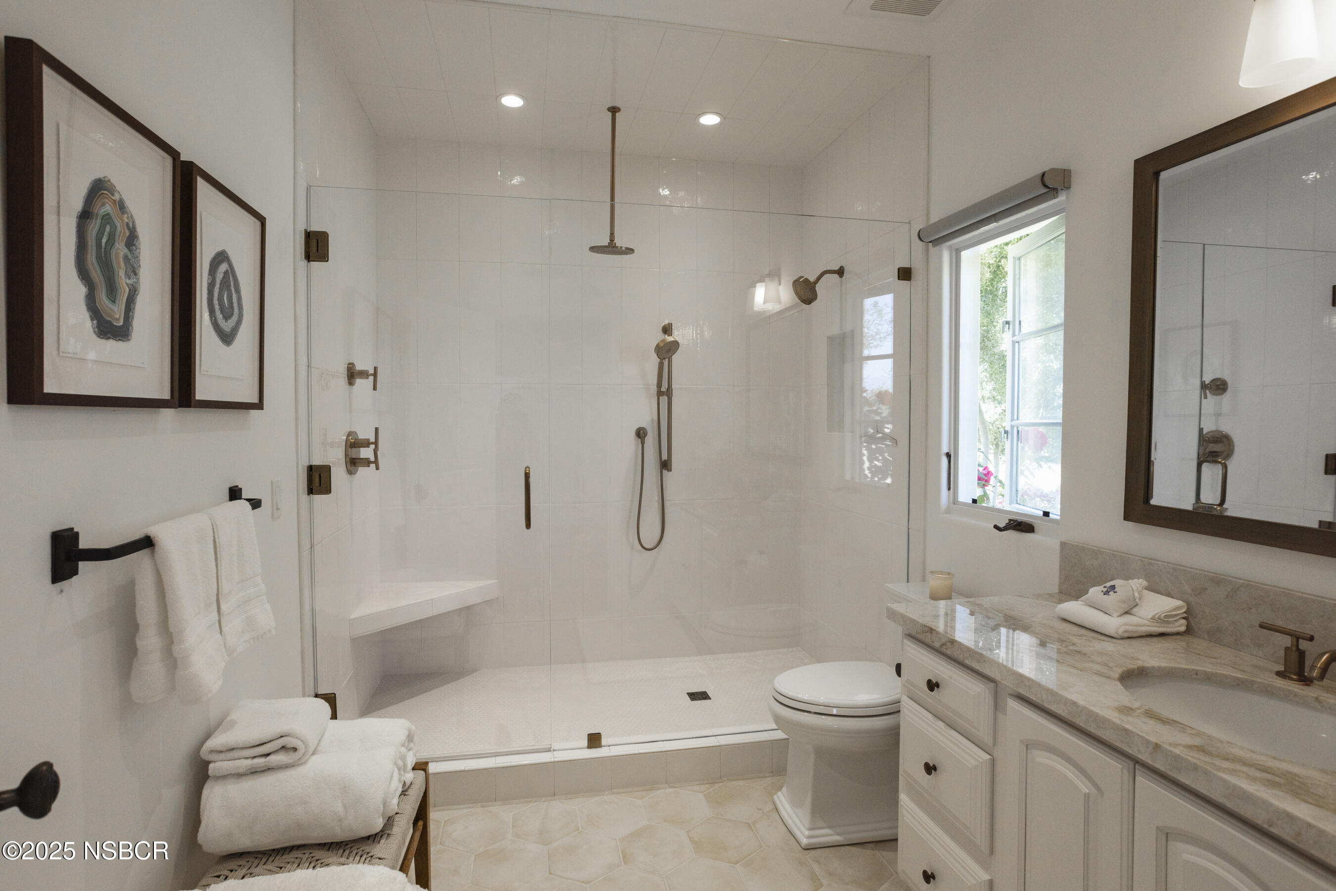 1740 Still Meadow Road Solvang, CA 93463 - Photo 26 of 43 a bathroom with a granite countertop sink toilet and shower