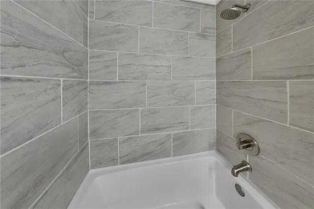 a bathroom with a bathtub