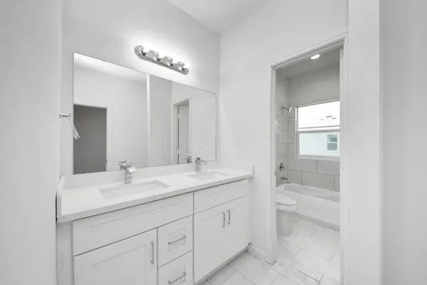 a bathroom with a sink a toilet a vanity and mirror