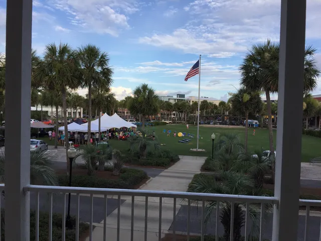 a view of a garden from a balcony