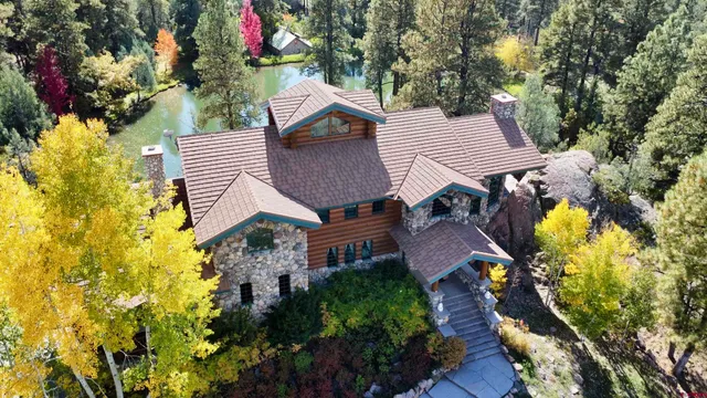 an aerial view of a house