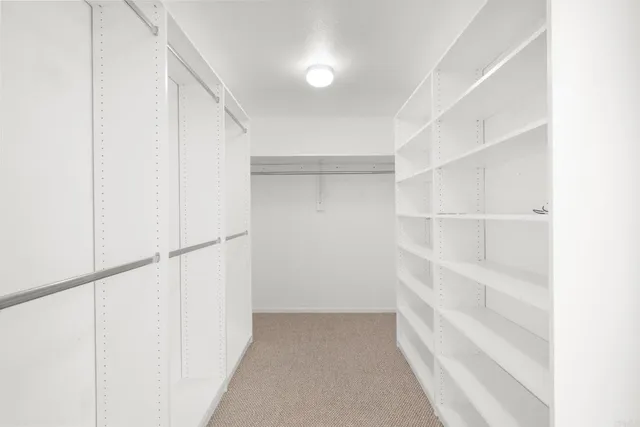 a view of an empty walk in closet