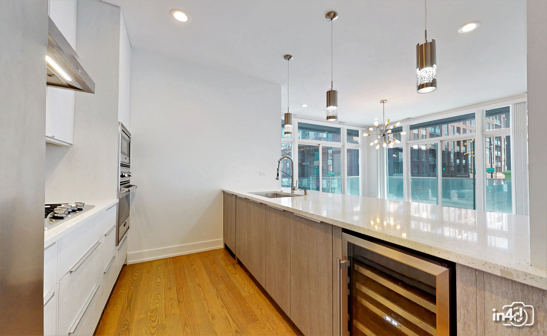 236 South Racine Avenue, Unit 201 Chicago, IL 60607 - Photo 11 of 45 a kitchen with stainless steel appliances granite countertop a sink and a wooden floors
