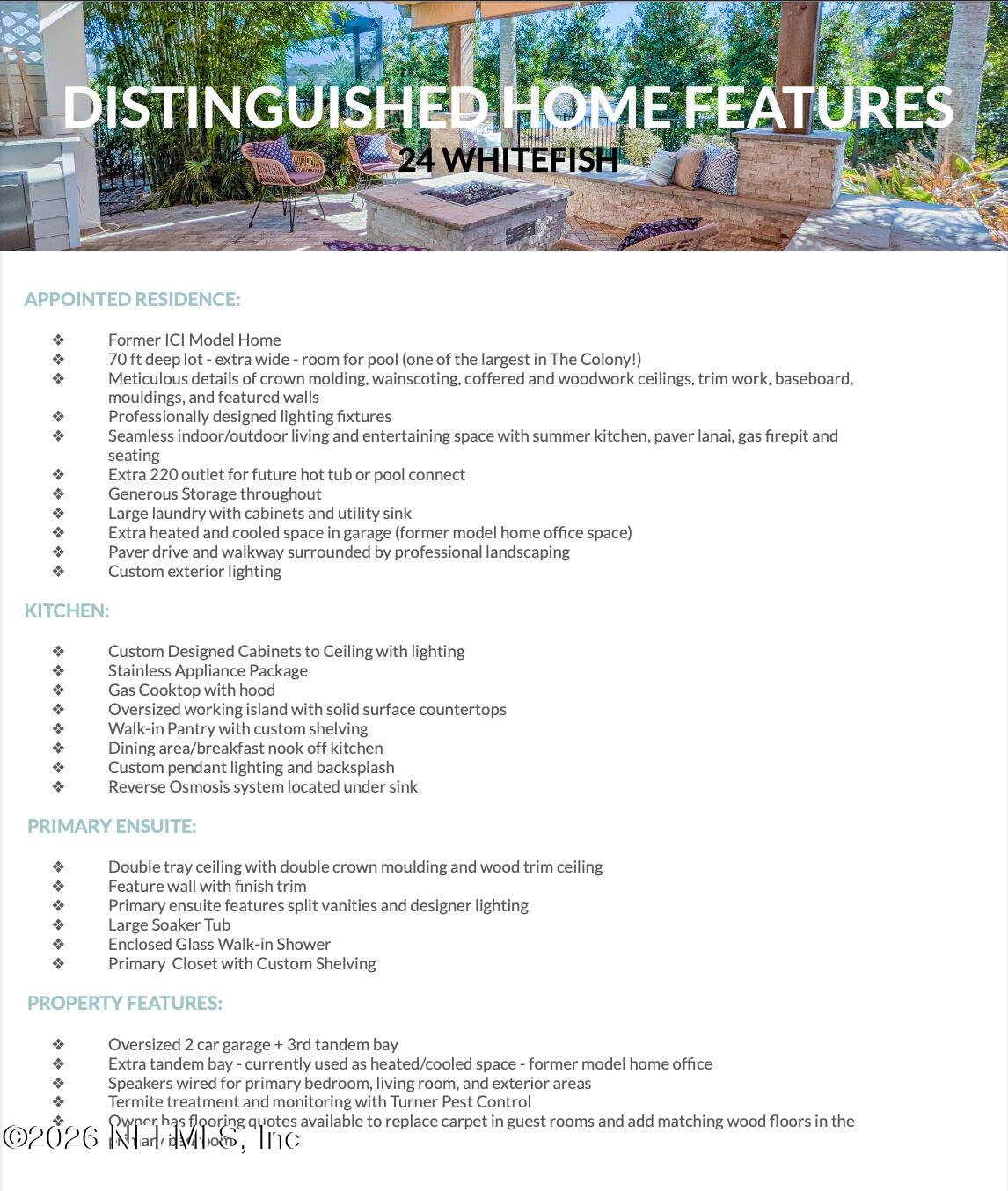 24 Whitefish Trail Ponte Vedra, FL 32081 - Photo 5 of 45 Features Sheet Whitefish