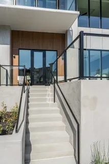 a view of a terrace with seating space