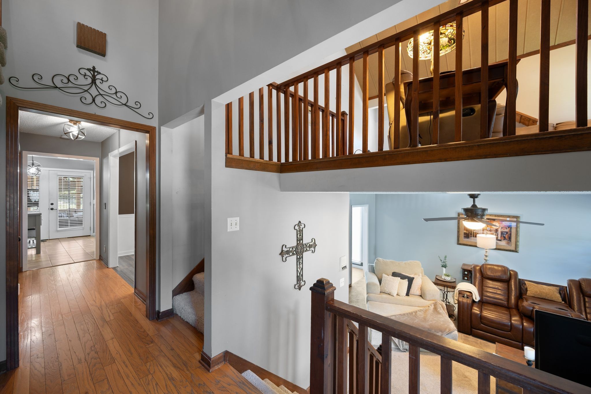 154 B Spring Valley Road Nashville, TN 37214 - Photo 8 of 29 a view of a hallway with wooden floor and stairs