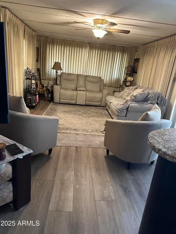 a living room with furniture and a couch