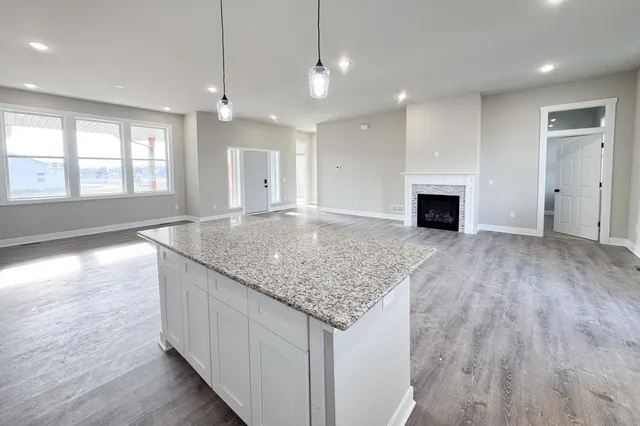 a view of kitchen and windows