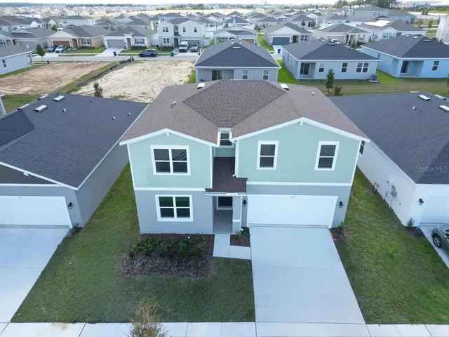 an aerial view of a house