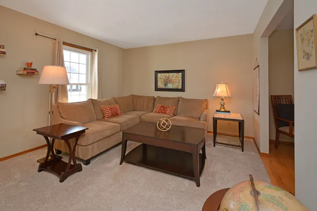 a living room with furniture and a gate