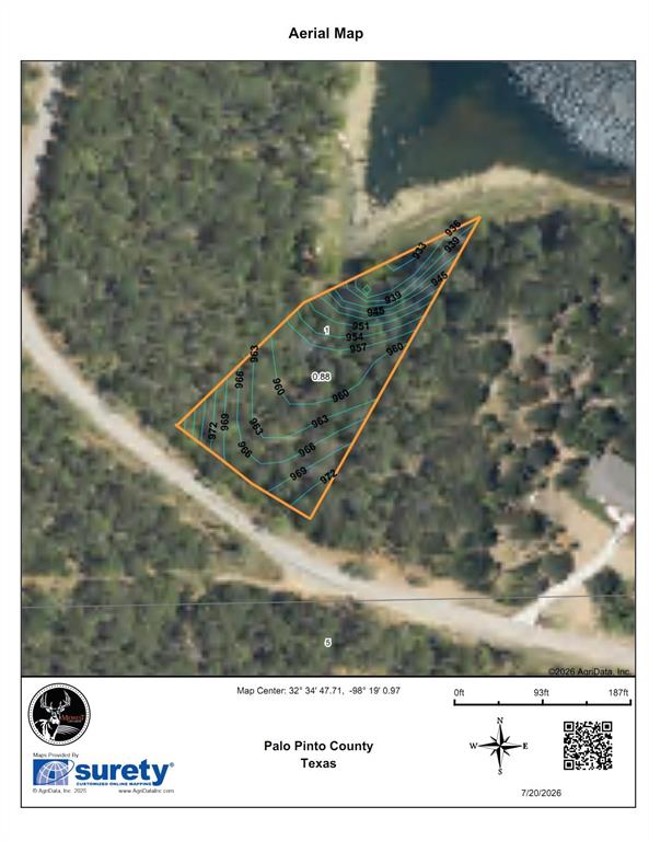 0 Mallard Circle Gordon, TX 76453 - Photo 11 of 12 Aerial Map. Presenting a visual representation of the property's boundaries and surrounding terrain
