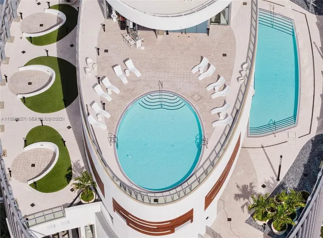 aerial view of a swimming pool