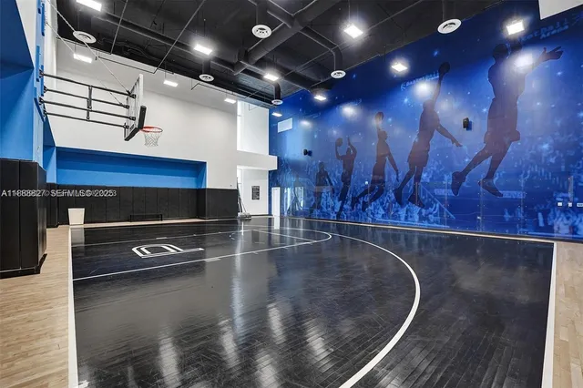 a view of a swimming pool with seating area