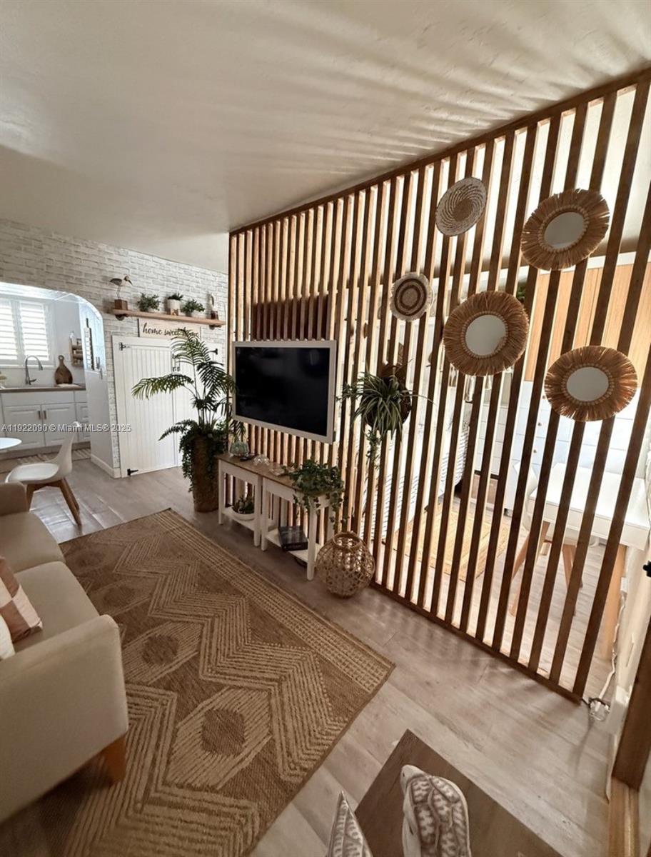 a view of a porch with furniture